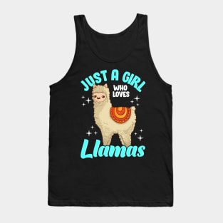 Funny Just A Girl Who Loves Llamas Cute Llama Tank Top
